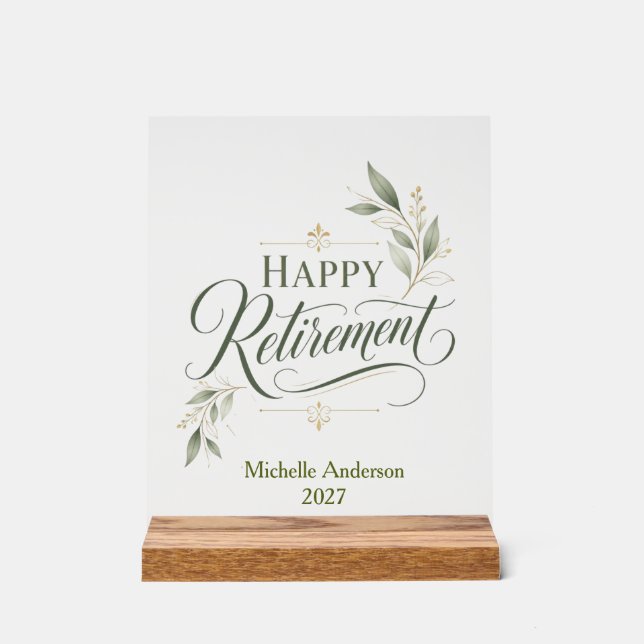 Happy Retirement Personalized Name Acrylic Sign (Front)