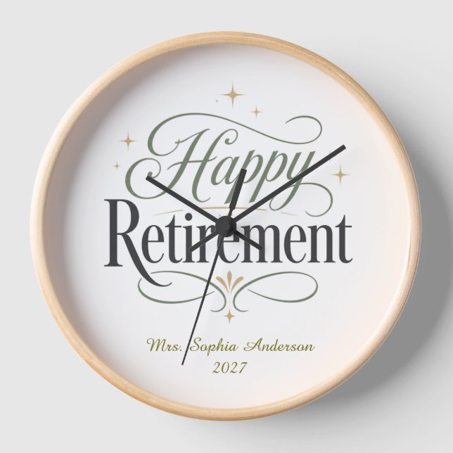 Happy Retirement Personalized Name Clock (Front)