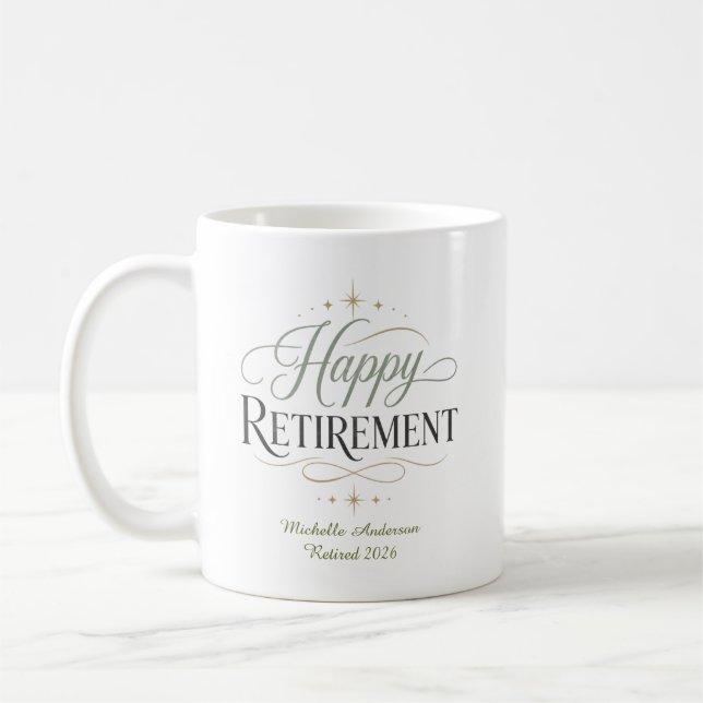 Happy Retirement Personalized Name Coffee Mug (Left)
