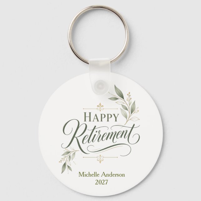 Happy Retirement Personalized Name Keychain (Front)
