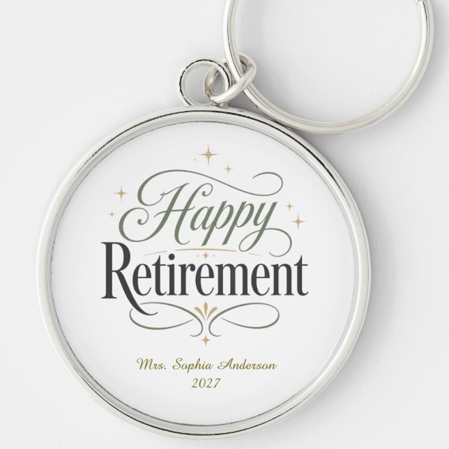 Happy Retirement Personalized Name Keychain (Front)