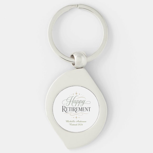 Happy Retirement Personalized Name Keychain (Front)