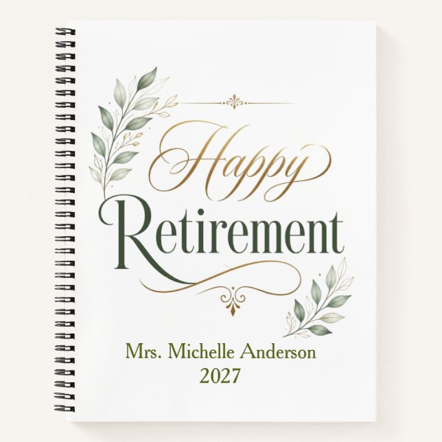Happy Retirement Personalized Name Notebook (Front)