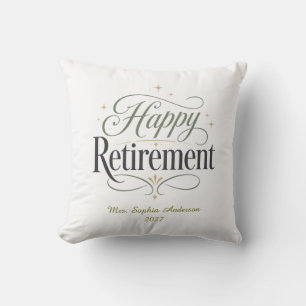 Happy Retirement Personalized Name Throw Pillow
