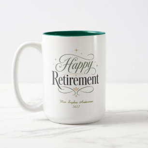 Happy Retirement Personalized Name Two-Tone Coffee Mug