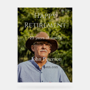 Happy retirement photo name year years of service acrylic sign