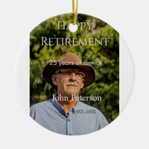 Happy retirement photo name year years of service ceramic ornament