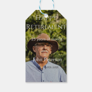 Happy retirement photo name year years of service gift tags