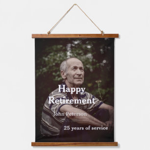 Happy retirement photo name year years of service hanging tapestry