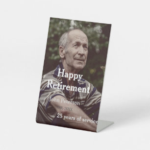 Happy retirement photo name year years of service pedestal sign