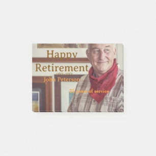 Happy retirement photo name year years of service  post-it notes