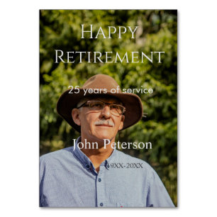 Happy retirement photo name year years of service table number