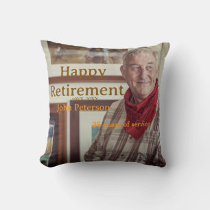 Happy retirement photo name year years of service throw pillow