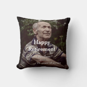 Happy retirement photo name year years of service throw pillow