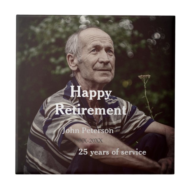 Happy retirement photo name year years of service  tile (Front)