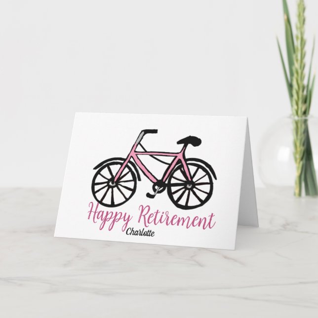 Happy Retirement pink bike Card (Front)