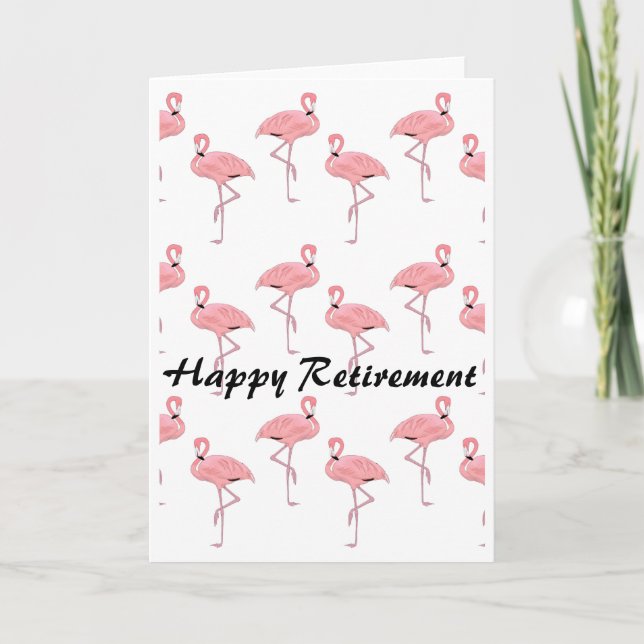 Happy Retirement Pink Flamingo Pattern Card (Front)