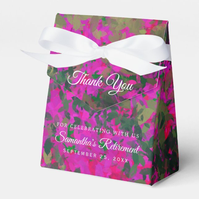 Happy Retirement Pink Florals Garden Hand Painted Favor Box (Front Side)