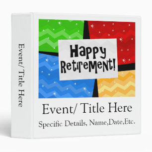 Happy Retirement, Primary Colour Squares Party Binder