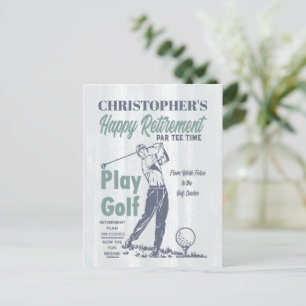 Happy Retirement Retro Golf Party Postcard