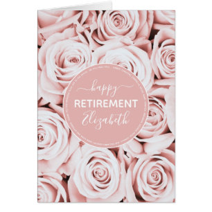 Happy Retirement rose pâle nom du script floral