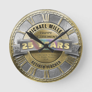 Happy Retirement School Teacher Award Round Clock