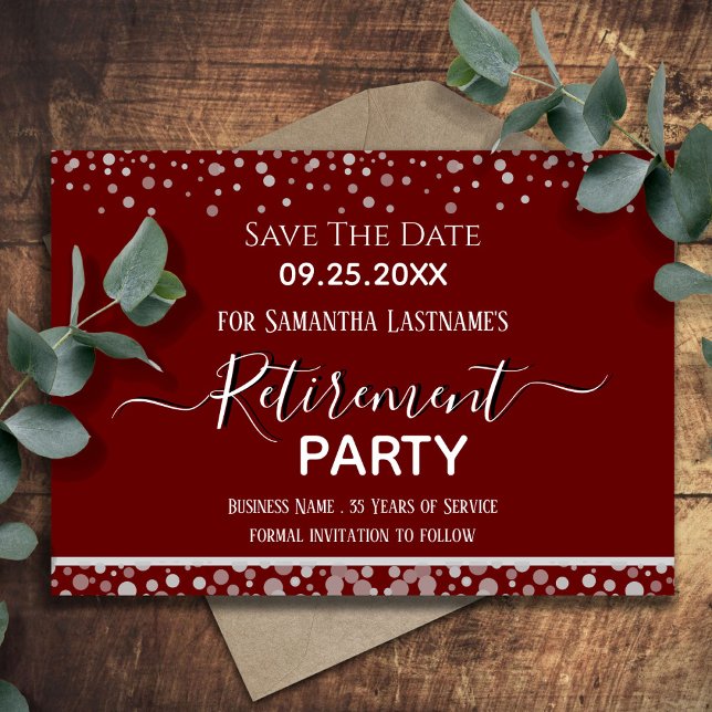 Happy Retirement Silver Confetti Save the Date (Creator Uploaded)