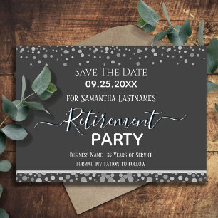Happy Retirement Silver Confetti Save the Date