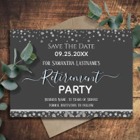Happy Retirement Silver Confetti Save the Date Inv