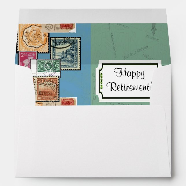 Happy Retirement Stamps of the World Envelope (Back (Bottom))