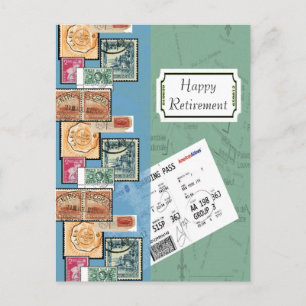 Happy Retirement Stamps of the World Postcard