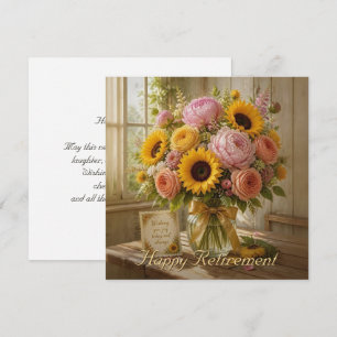 Happy Retirement Sunflower Bouquet Greetings Card