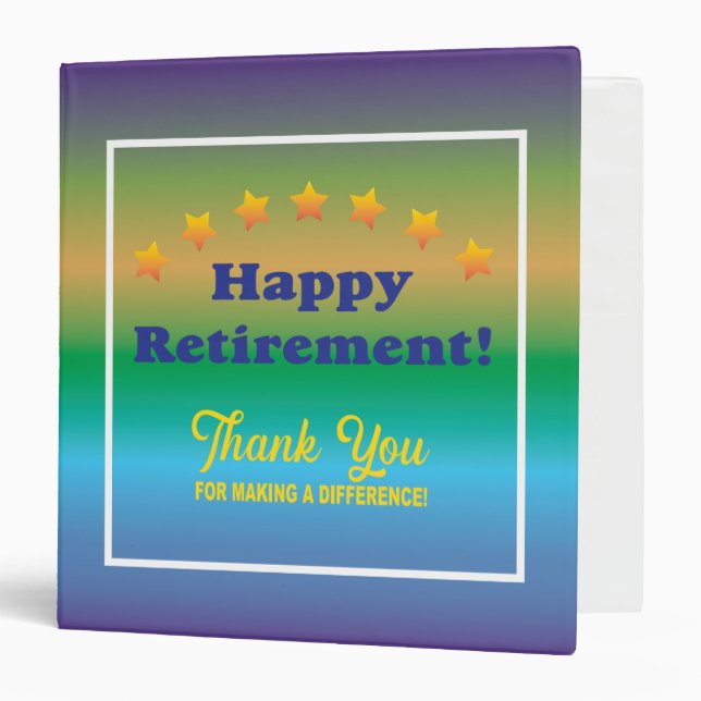 Happy Retirement Thank You for Making a Difference Binder (Front/Inside)