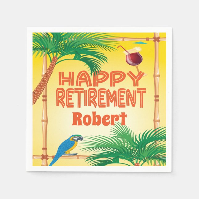 Happy Retirement tropical tiki luau Napkin (Front)