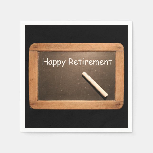 Happy Retirement Vintage School Slate Paper Napkin (Front)