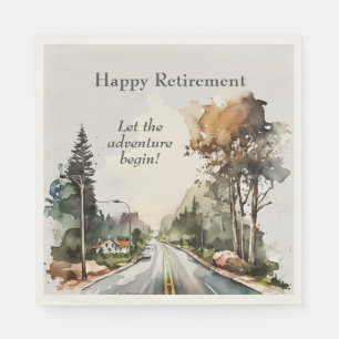 Happy Retirement Watercolor Road Napkin