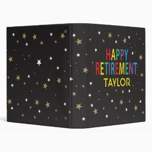 Happy Retirement with colour letters and stars Binder