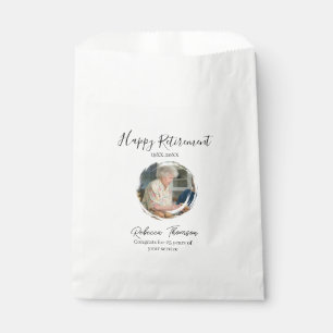 Happy retirement year name circle photo retired favour bag