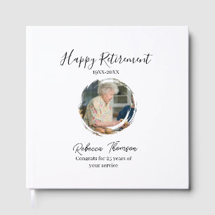 Happy retirement year name circle photo retired guest book