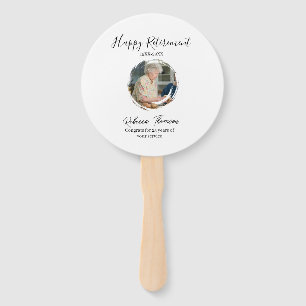 Happy retirement year name circle photo retired hand fan