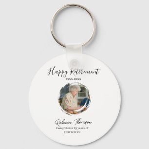Happy retirement year name circle photo retired keychain