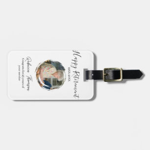 Happy retirement year name circle photo retired luggage tag