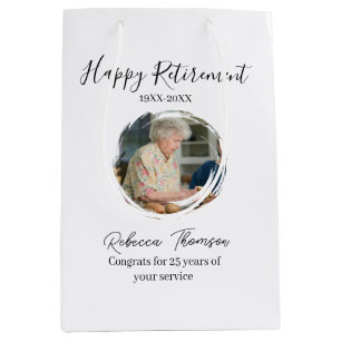 Happy retirement year name circle photo retired medium gift bag