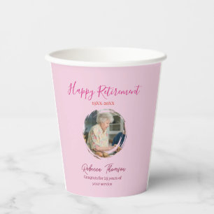 Happy retirement year name circle photo retired paper cups