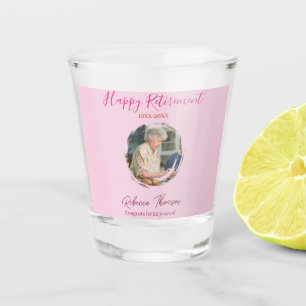 Happy retirement year name circle photo retired shot glass
