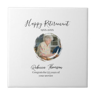 Happy retirement year name circle photo retired tile