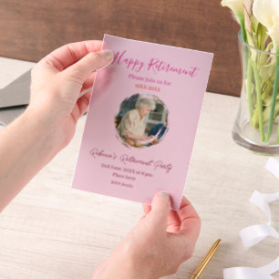 Happy retirement year name circle photo retired vellum invitations