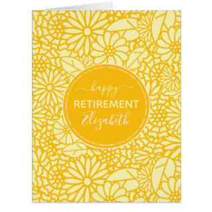 Happy Retirement yellow daisy pattern personalized