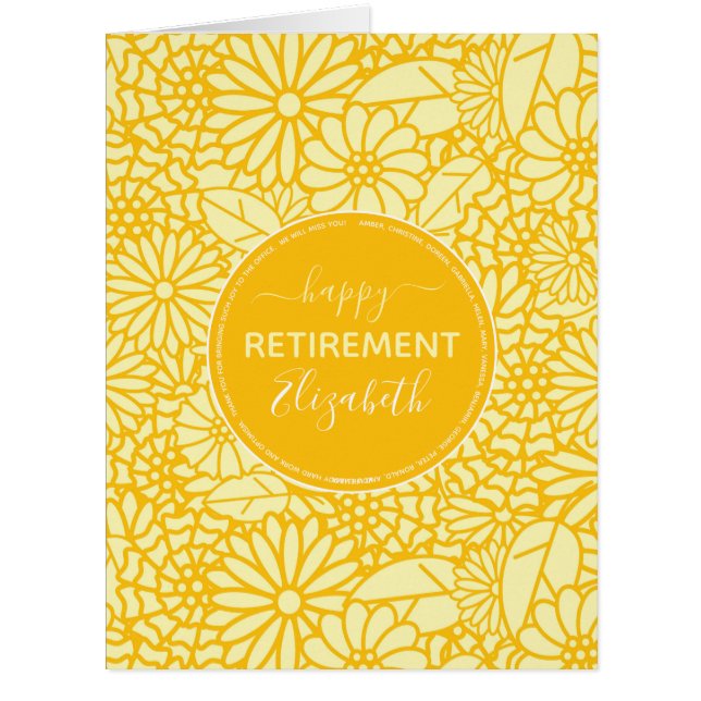 Happy Retirement yellow daisy pattern personalized (Front)