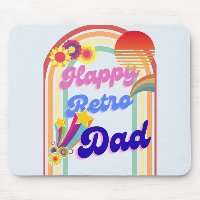 Happy Retro Dad Mouse Pad (Front)